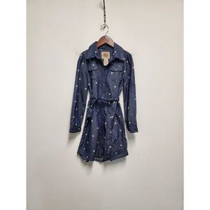 Arabella & Addison Girls Blue Decorative Stars Button Front Dress Size 10